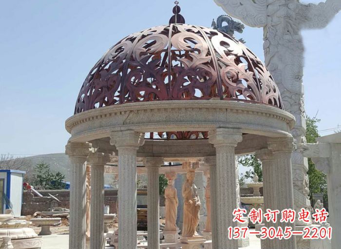 大同小区欧式圆顶凉亭石雕 (3)
