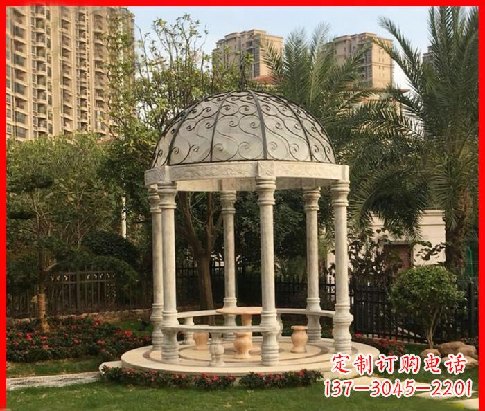 大同小区欧式圆顶凉亭石雕 (2)