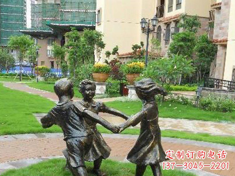 大同小区铜雕儿童玩游戏人物雕塑