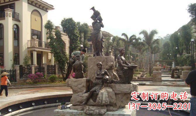 大同小区西方美女喷泉人物铜雕