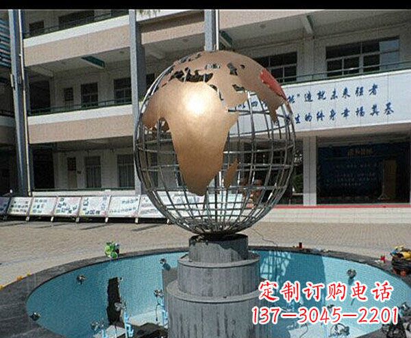 大同校园不锈钢地球喷泉雕塑