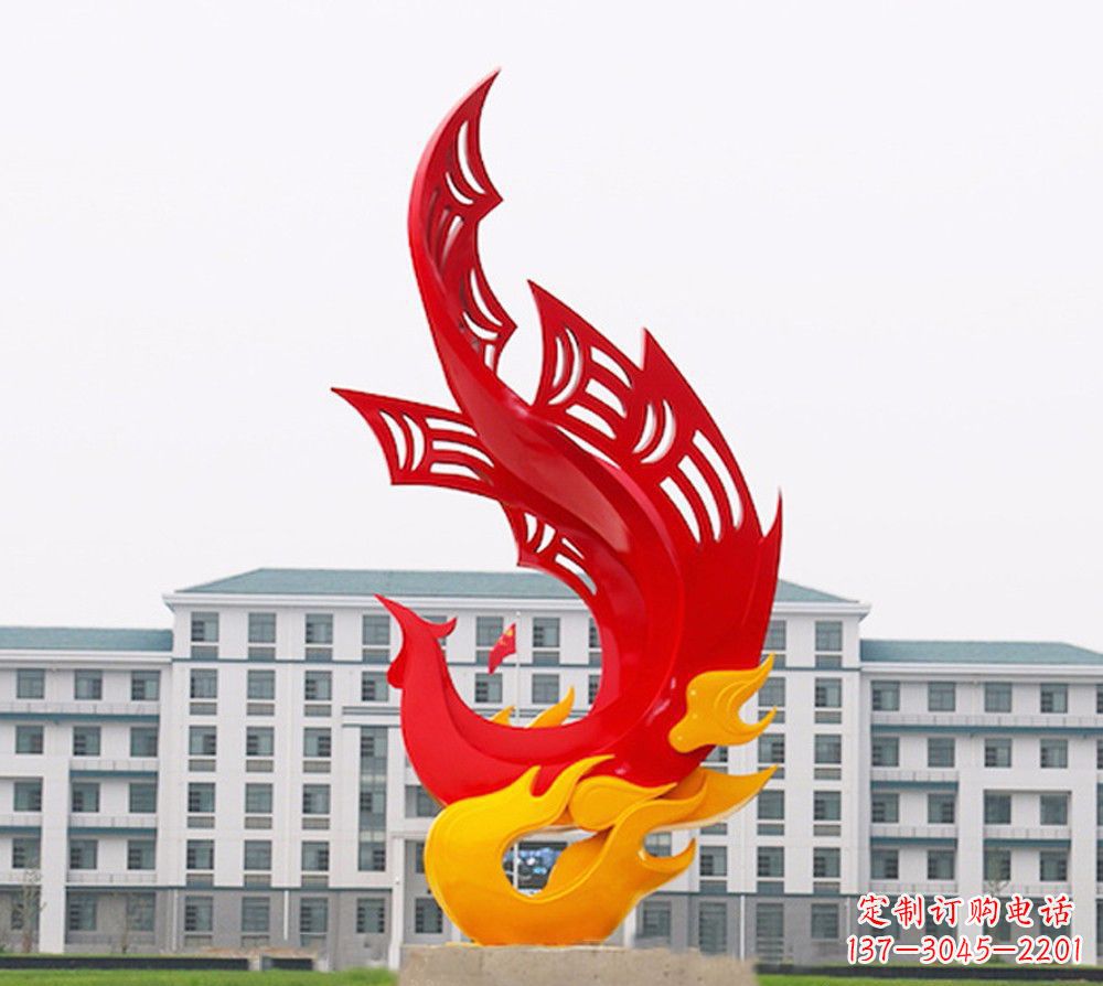 大同校园不锈钢凤凰浴火雕塑