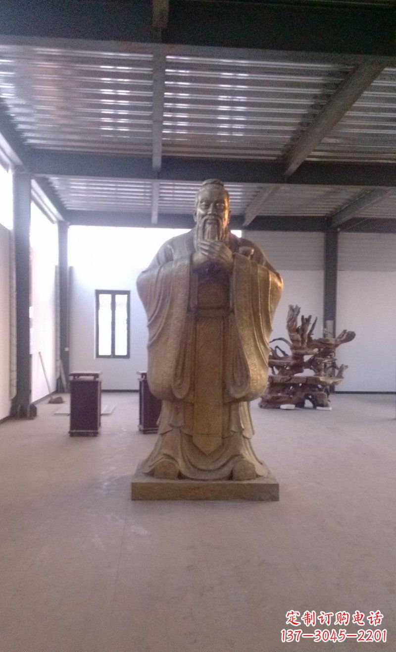 大同校园仿铜老子玻璃钢名人雕塑