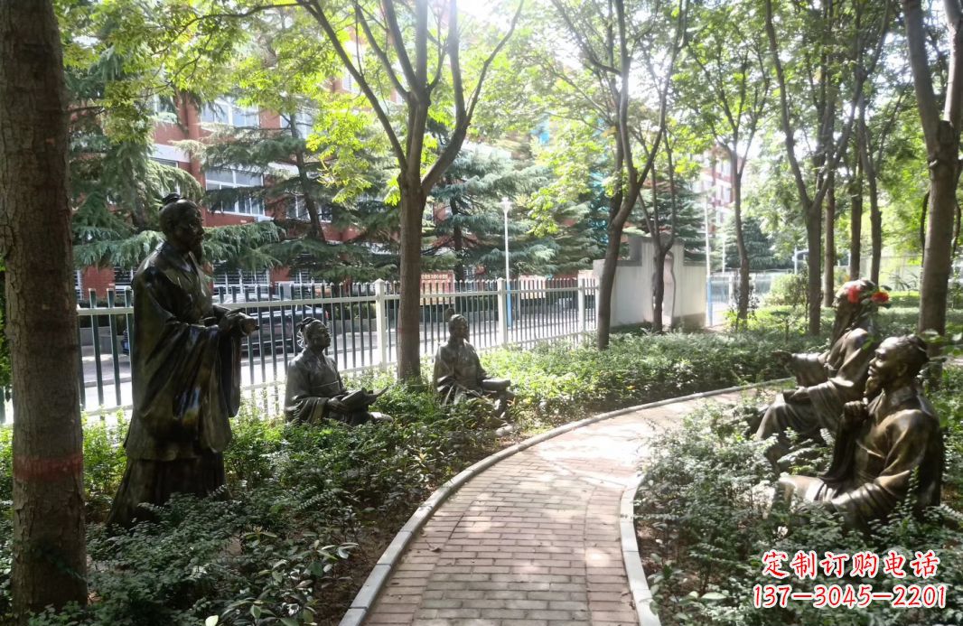 大同校园古代名人孔子讲学铜雕