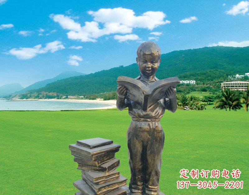 大同校园看书的小男孩雕塑