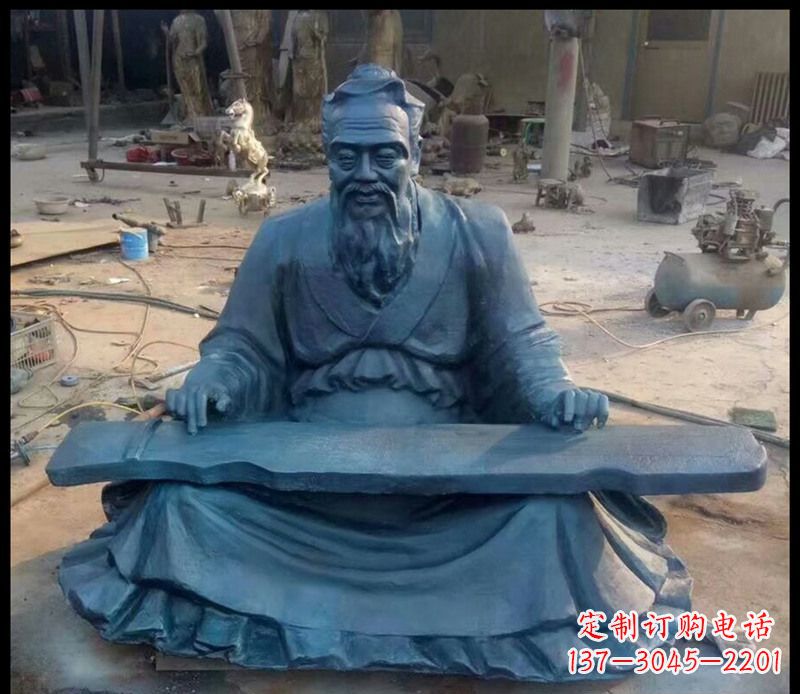 大同校园孔子弹琴铜雕