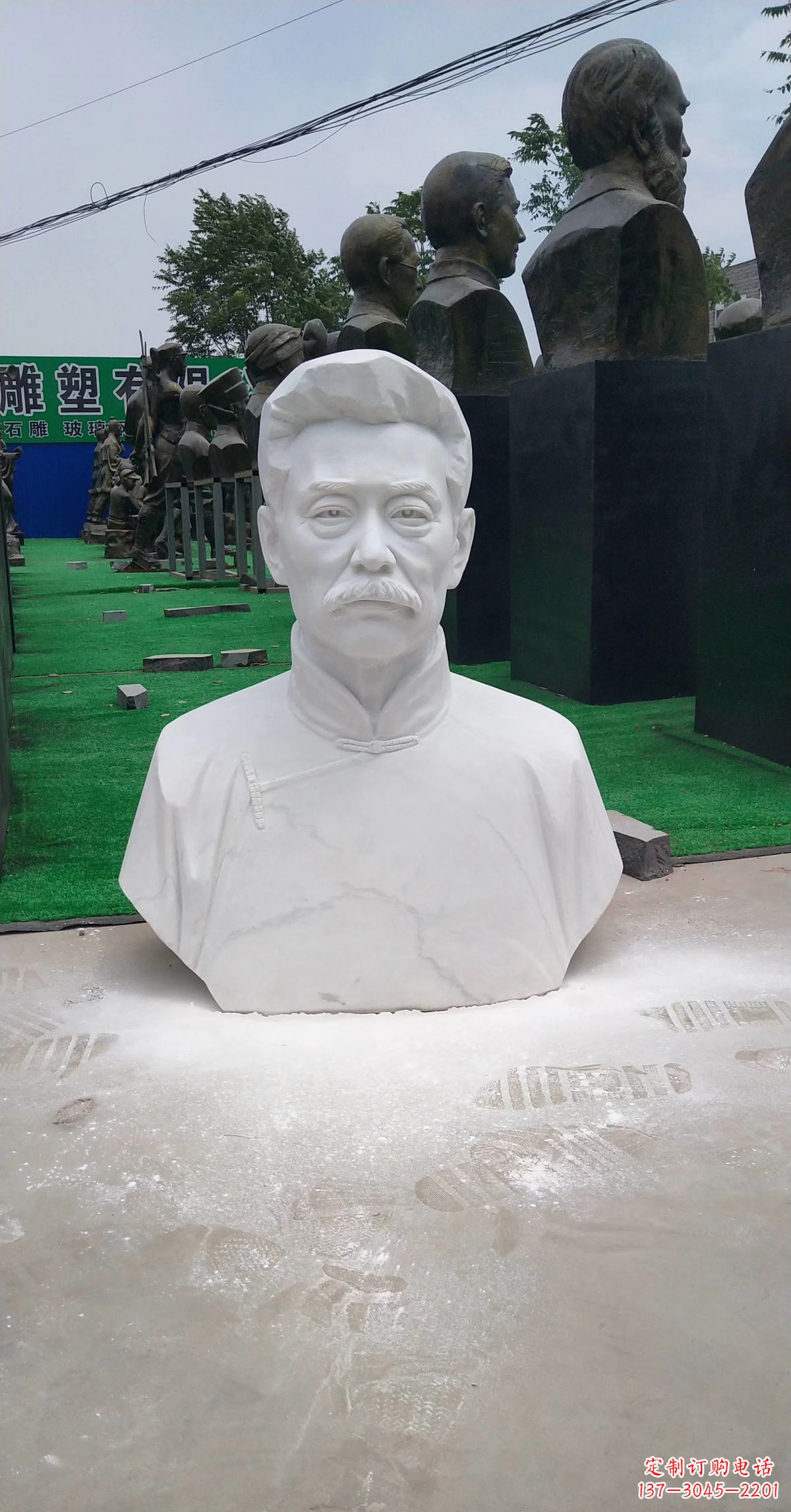 大同校园名人汉白玉鲁迅头像