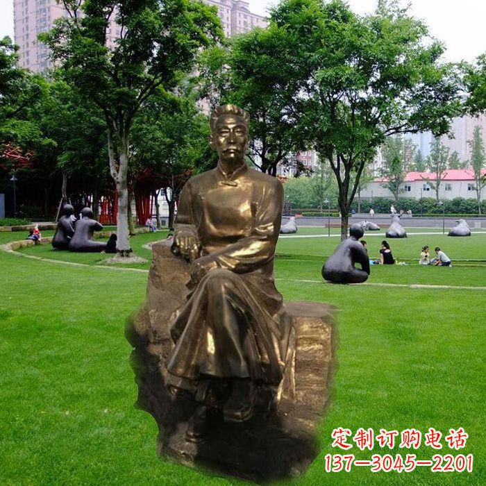 大同校园名人鲁迅先生玻璃钢仿铜雕像