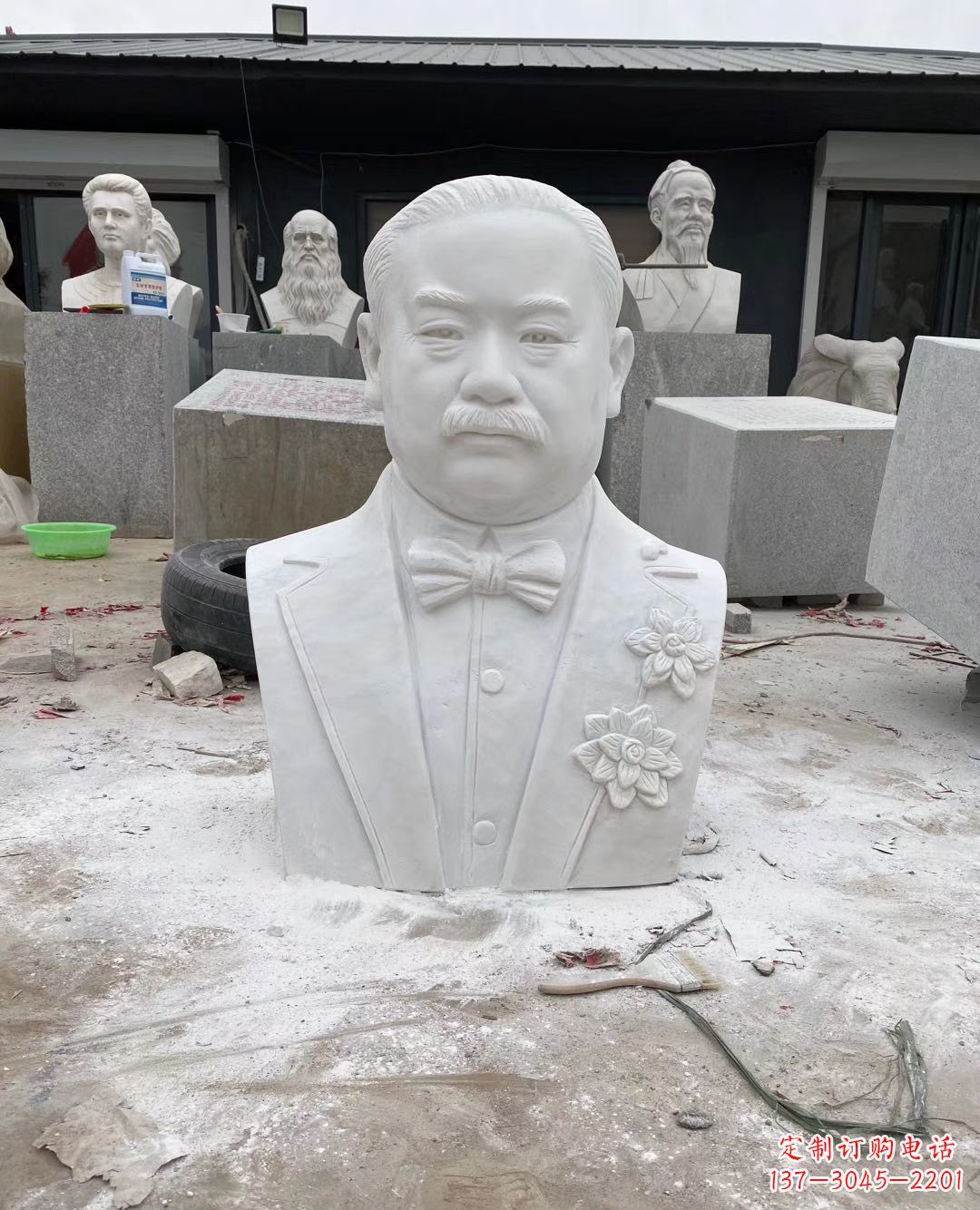 大同校园名人詹天佑头像石雕