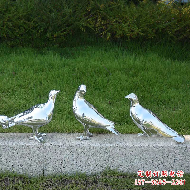 大同银白色不锈钢电镀鸽子雕塑摆件