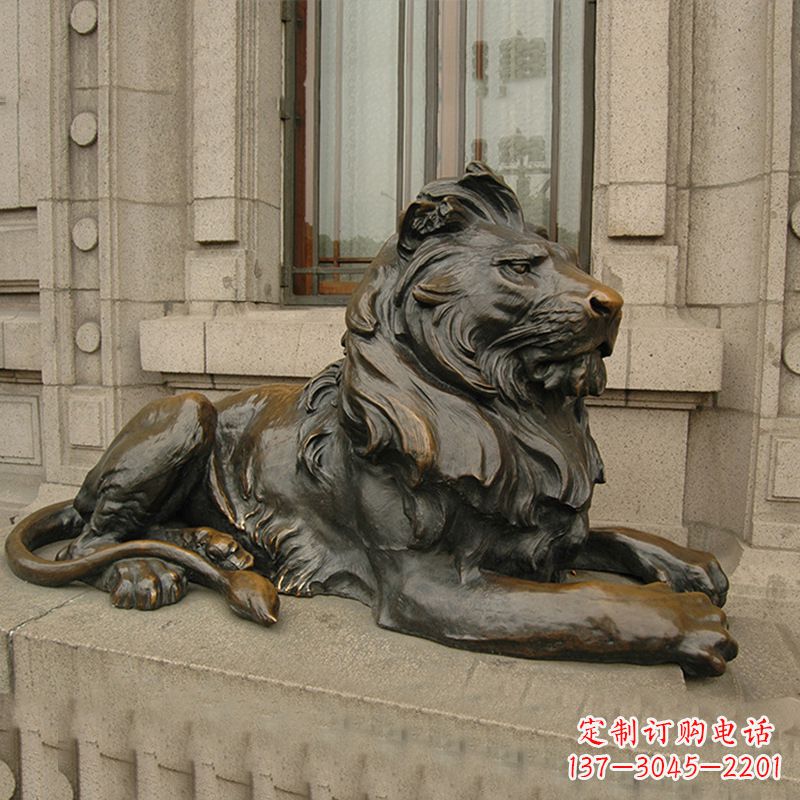 大同银行大门铜雕港币狮子看门动物雕塑