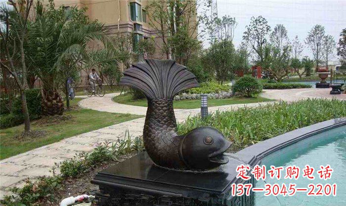 大同鱼式喷泉小区景观铜雕