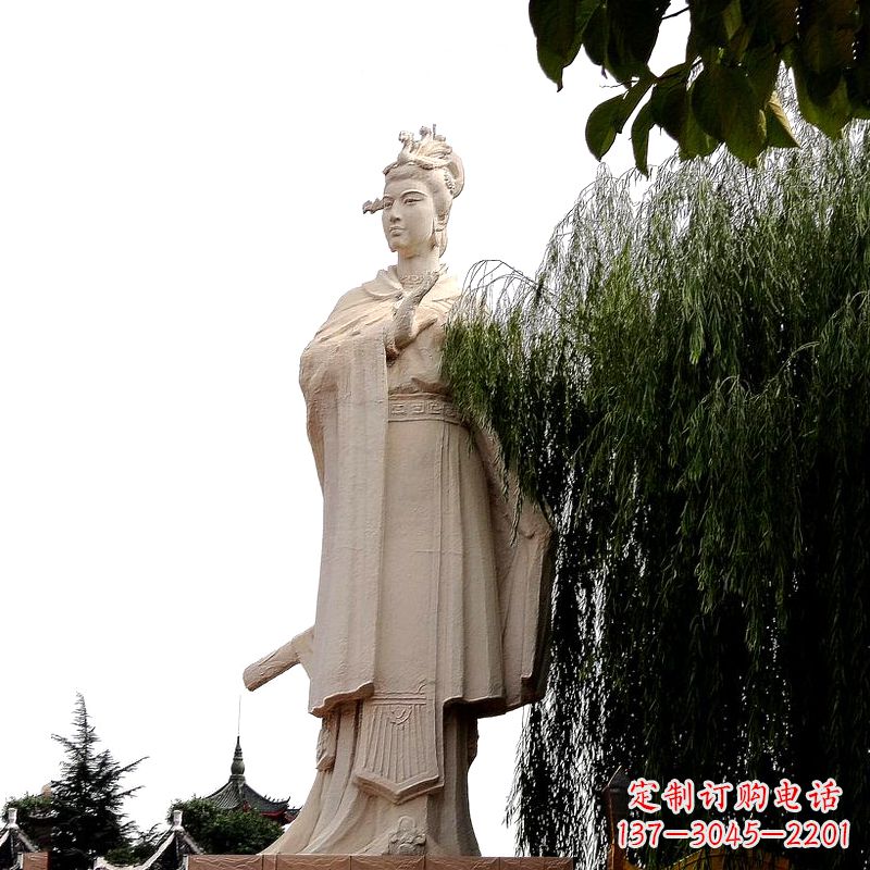 大同虞姬砂岩石雕-景区园林古代人物著名美女雕像