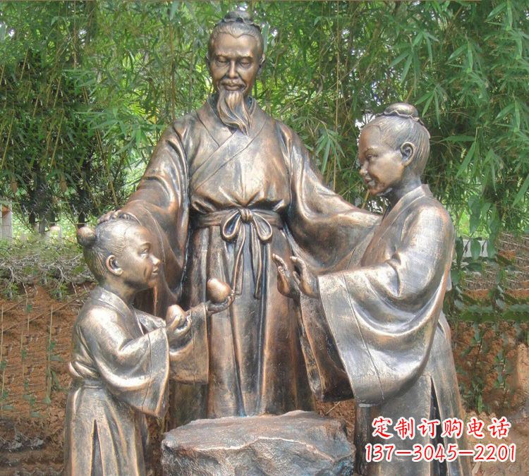 大同寓言故事铜雕_孔融让梨