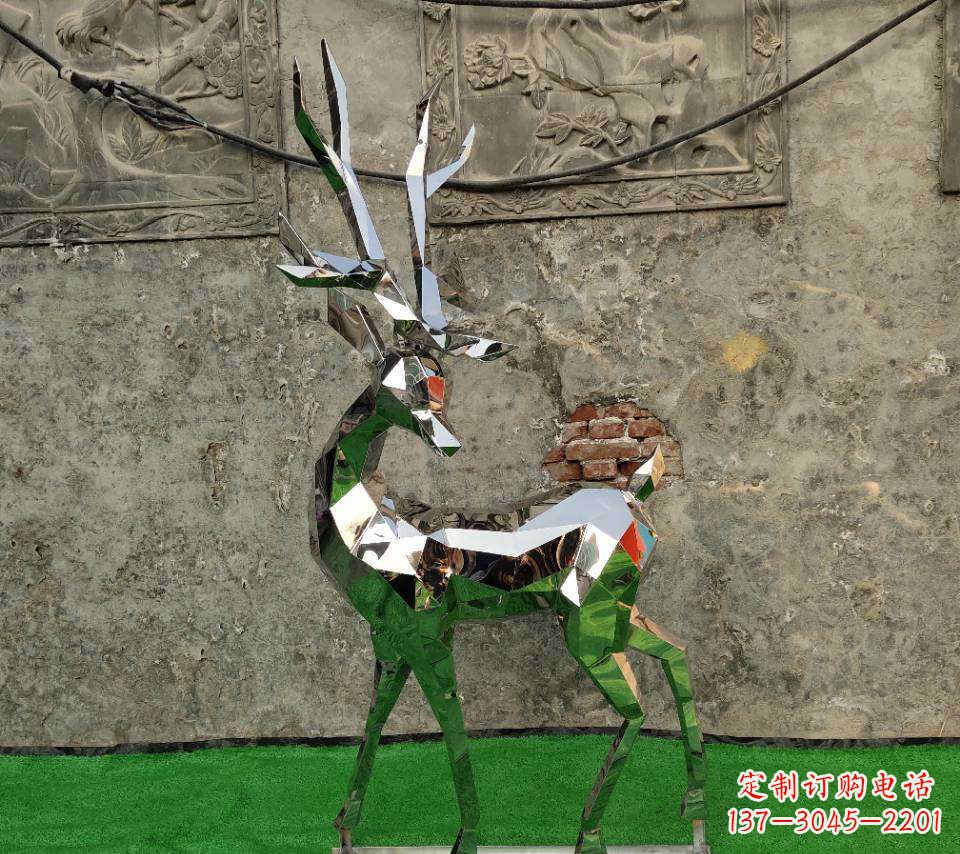 大同园林不锈钢抽象小鹿雕塑