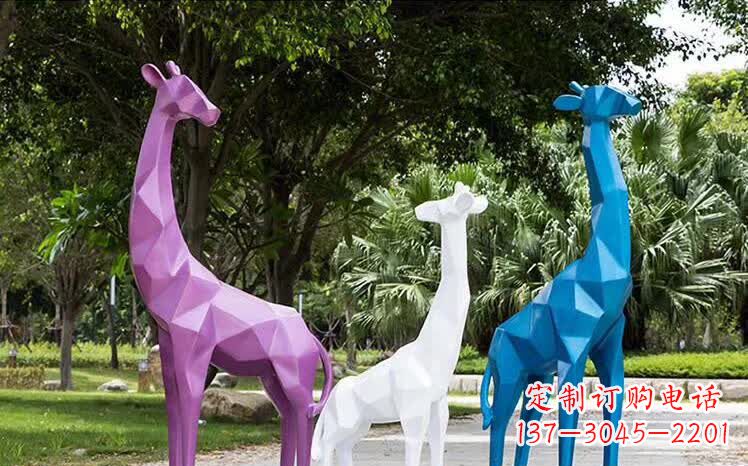 大同园林不锈钢动物长颈鹿雕塑