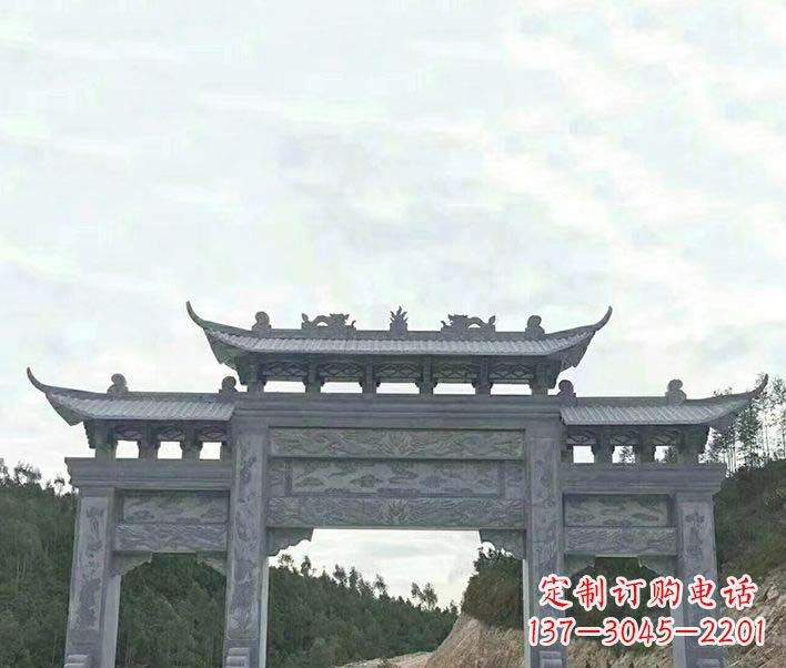 大同园林仿古三门石牌坊景观石雕