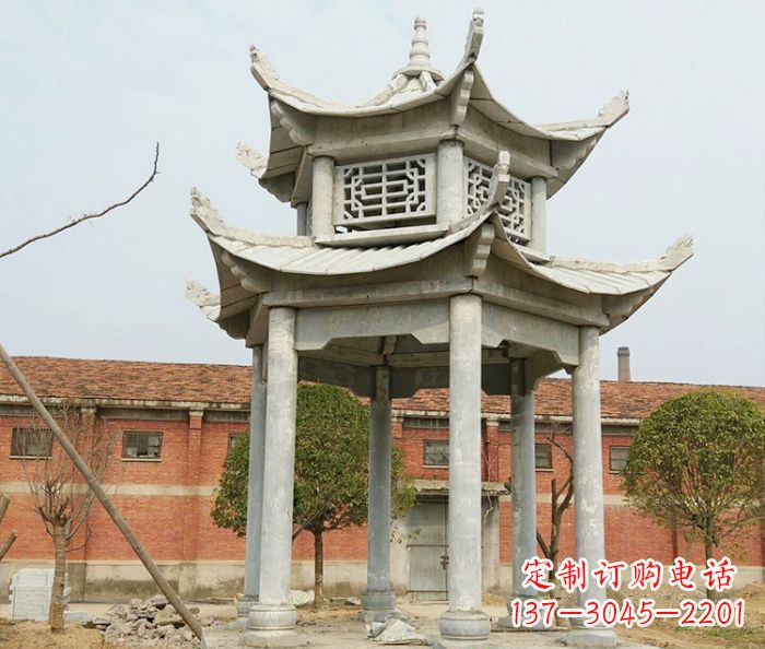 大同园林仿古双层石雕凉亭 (2)