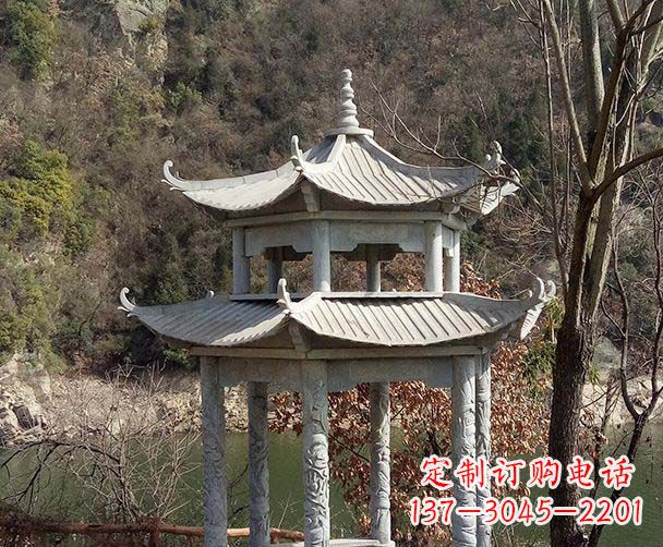 大同园林仿古双层石雕凉亭