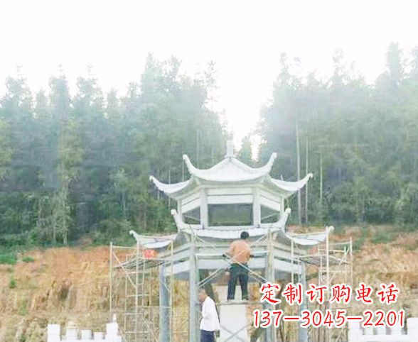 大同园林仿古双层石凉亭景观石雕 (2)