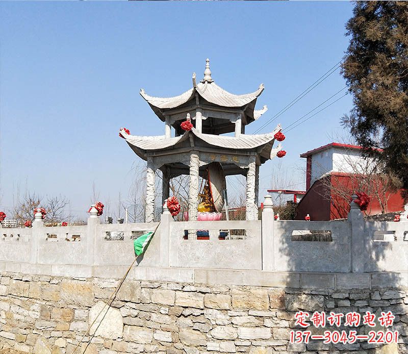 大同园林仿古双层石凉亭景观石雕 (3)