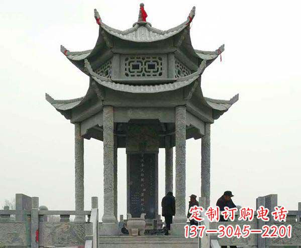 大同园林仿古双层石凉亭景观石雕