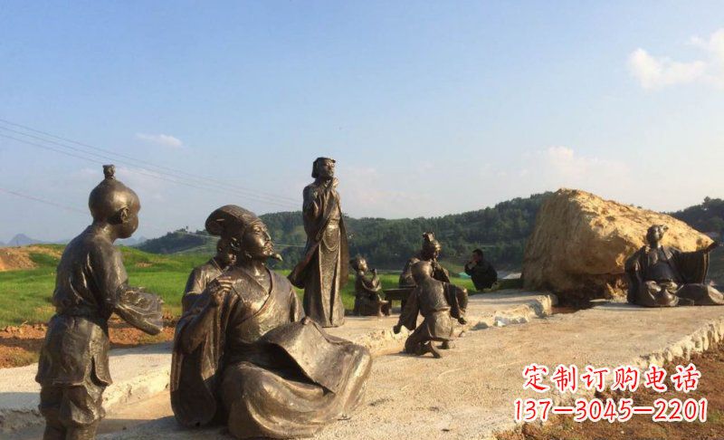 大同园林古代人物和玩耍的小孩小品铜雕