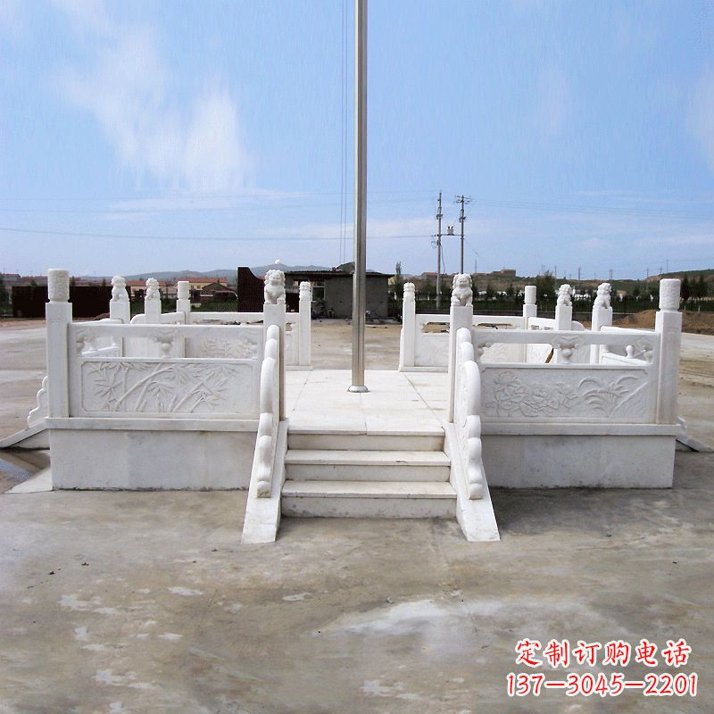 大同园林广场升旗台汉白玉石雕国旗台
