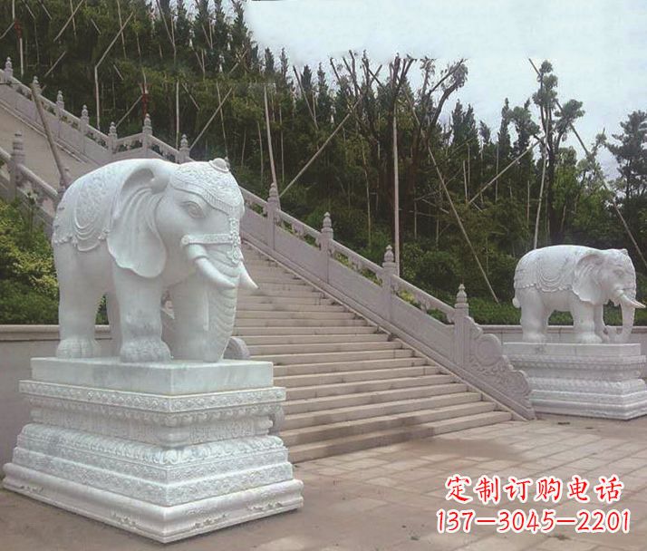 大同园林汉白玉大象景观石雕