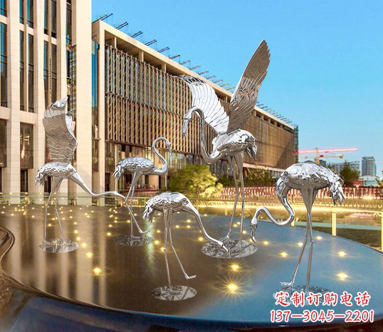 大同园林火烈鸟不锈钢雕塑