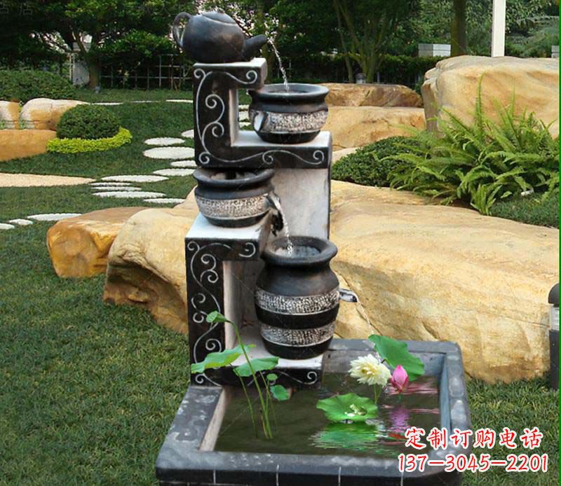大同园林景观茶壶流水池石雕