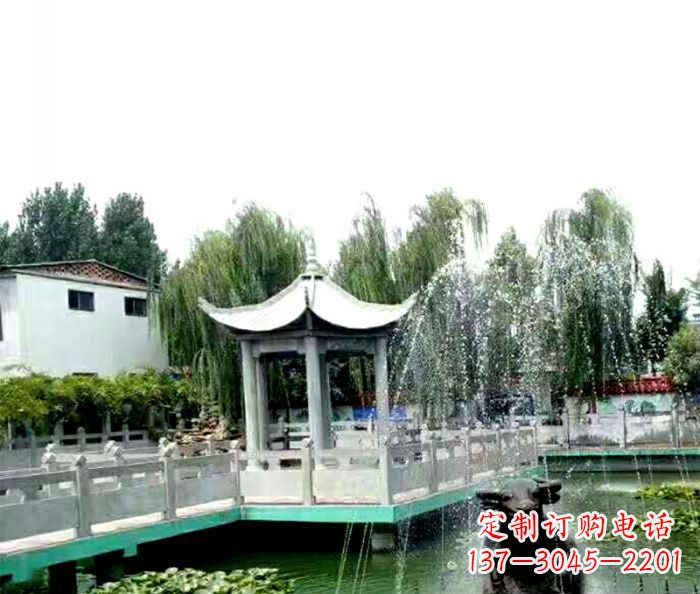 大同园林景观单层六角石雕凉亭