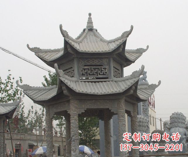 大同园林景观仿古石雕凉亭 (2)