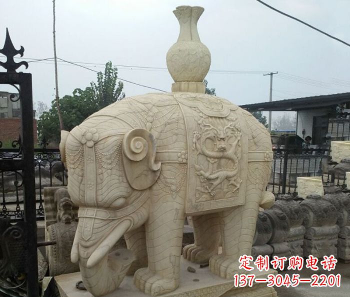 大同园林景观驮瓶大象石雕