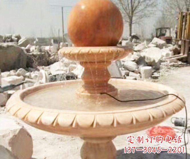 大同园林景观晚霞红风水球喷泉石雕 (3)