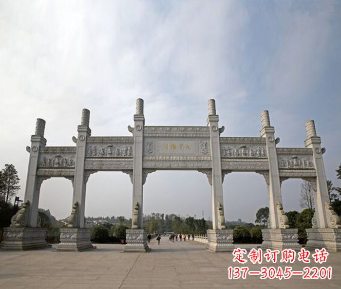 大同园林景观五门石雕牌坊