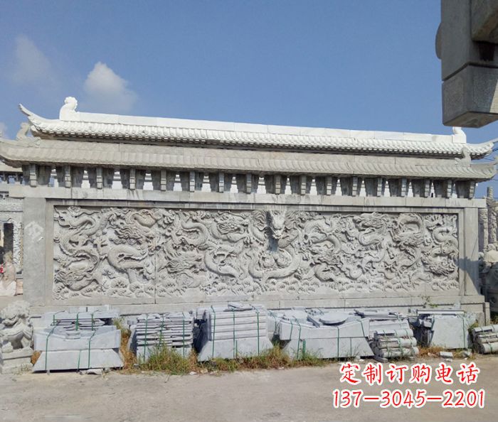 大同园林九龙壁石雕影壁 (3)