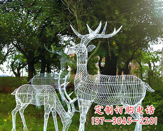 大同园林镂空梅花鹿不锈钢景观雕塑