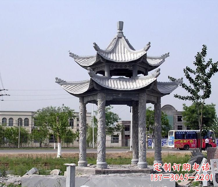 大同园林双层仿古凉亭石雕