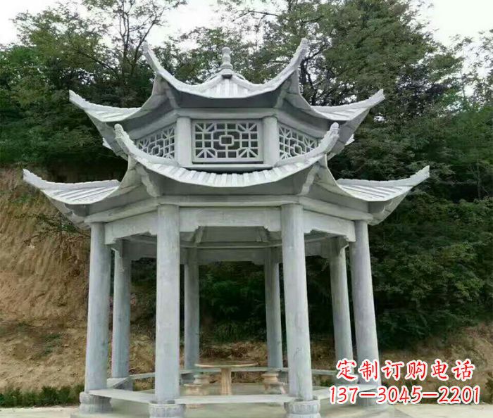 大同园林双层凉亭石雕 (2)