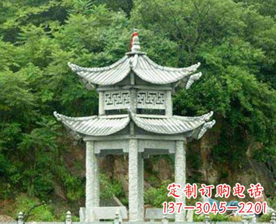 大同园林双层六角石凉亭景观石雕