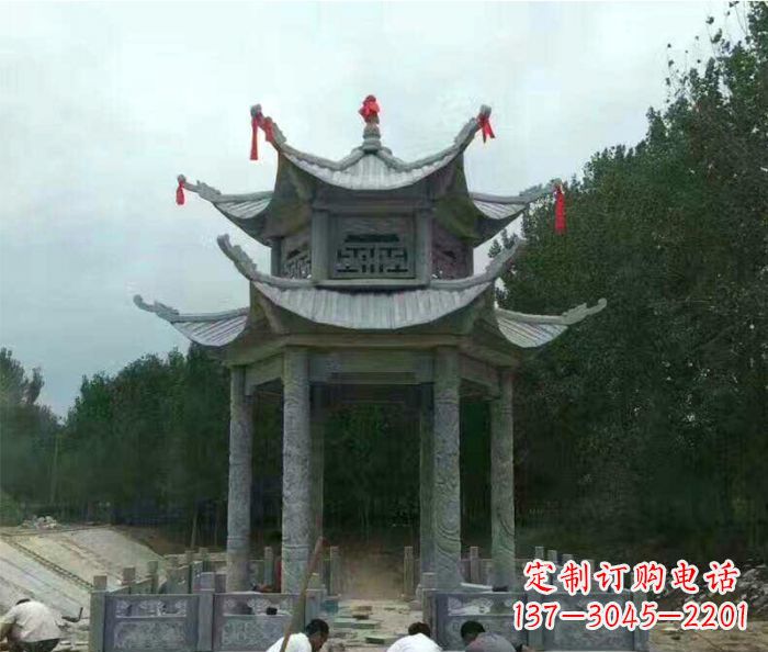大同园林双层凉亭石雕 (3)