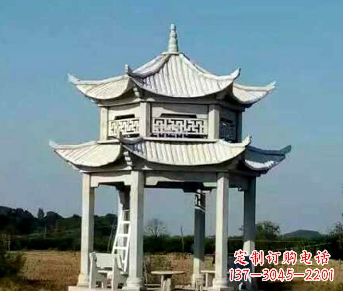 大同园林双层石雕凉亭 (2)