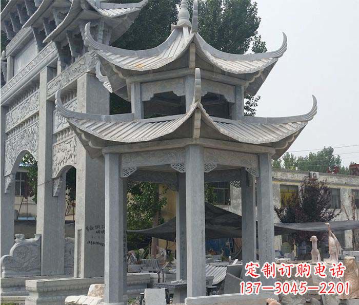 大同园林双层石雕凉亭