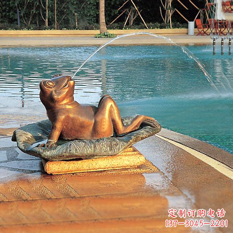 大同园林水景池塘游泳馆喷水青蛙铜雕塑