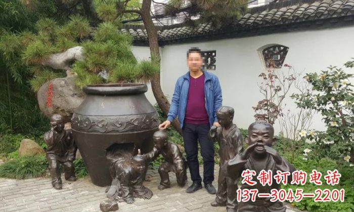 大同园林司马光砸缸铜雕 (2)