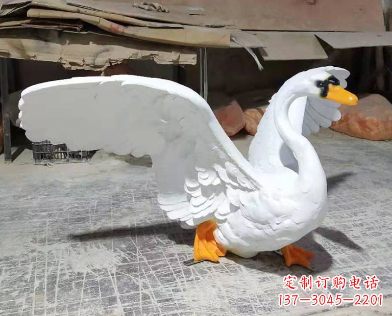 大同展翅翱翔的仿真白天鹅发光款