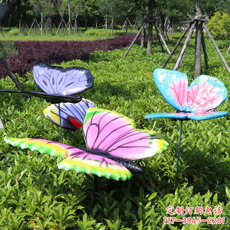 大同展翅的蝴蝶,公园草丛仿真动物装饰雕塑