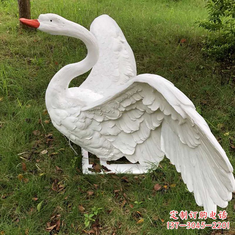 大同展翅飞翔白天鹅仿真发光动物雕塑