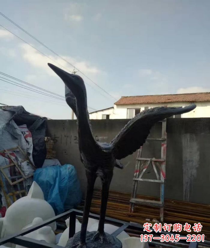 大同展翅仙鹤铜雕 (2)
